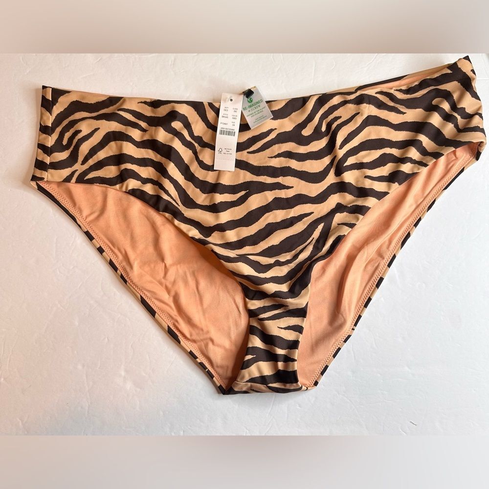 J.Crew Re-Imagine Women’s High-Wasted Bikini Bottom Cheeky Zebra Striped 3X